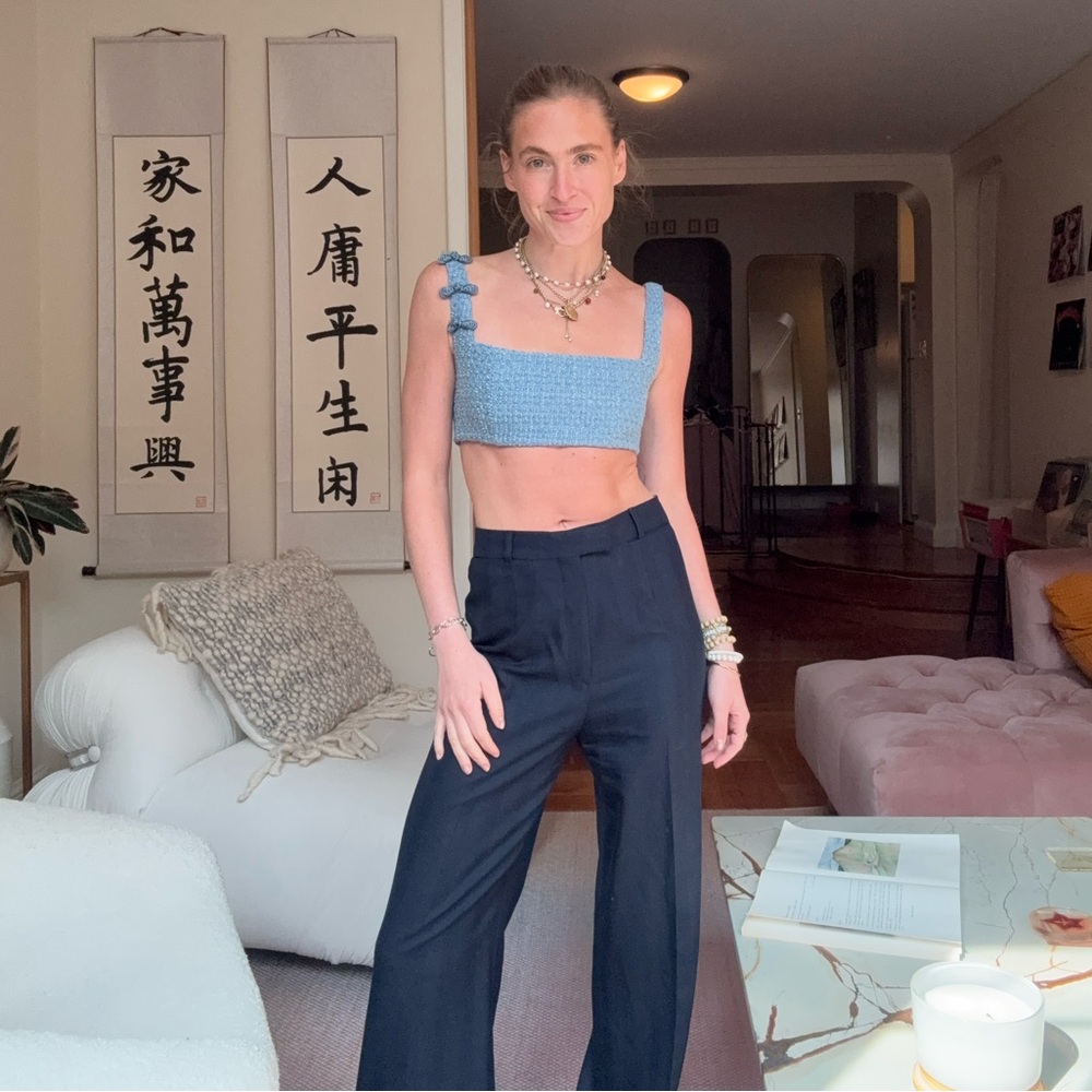 Sau Lee Blue Tweed Bra top